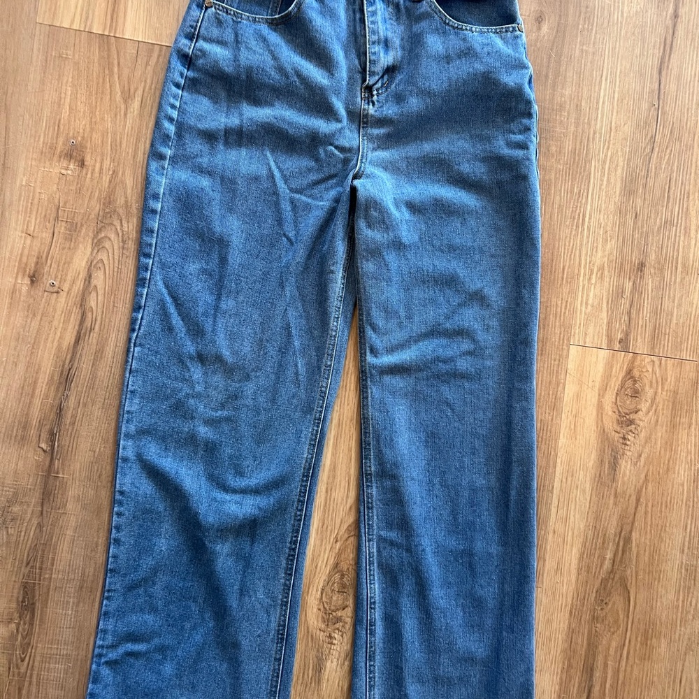 Boohoo Blue Wide-Leg High-Rise Jeans